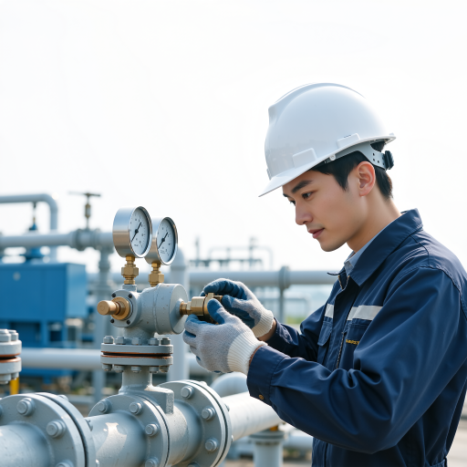 年轻汽车维修技师，约30岁，穿着整洁工作服，手持检测设备，专注认真